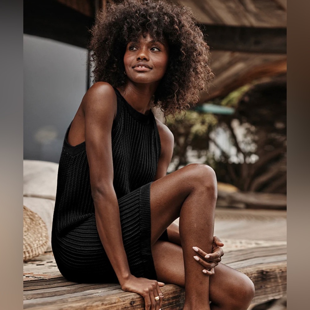 Summersalt The Crochet High Neck Dress in Sea Urchin (Black) Size Large